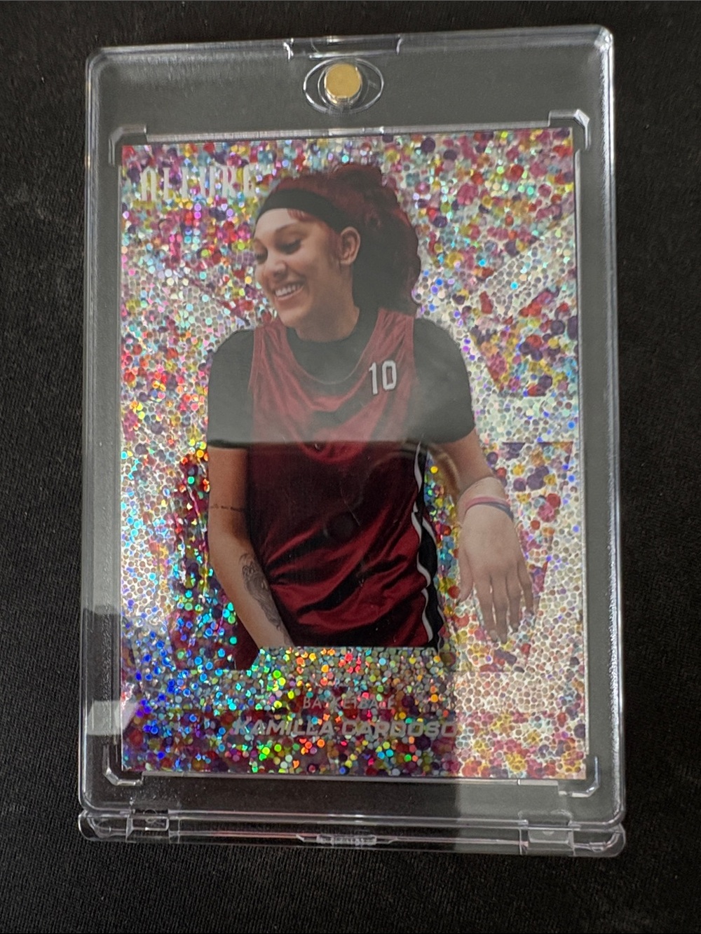 Upper Deck Allure Kamilla Cardoso Glitter Bomb Basketball card.